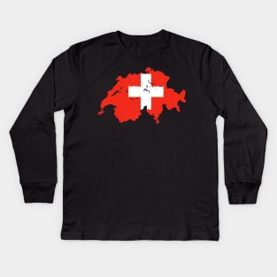 Switzerland Map Kids Long Sleeve T-Shirt